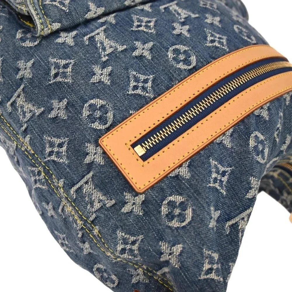 Louis Vuitton Blue Monogram Denim Baggy GM Hobo Shoulder Bag M95048 FL095 136291 - Picture 3 of 10